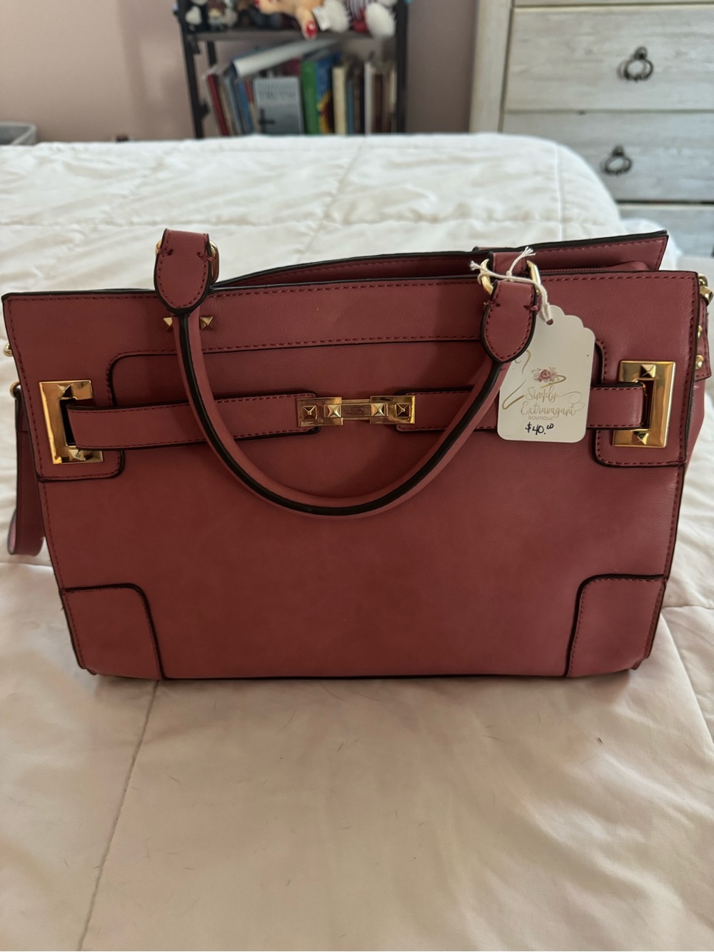 Women's Structured Satchel Handbag in Rose